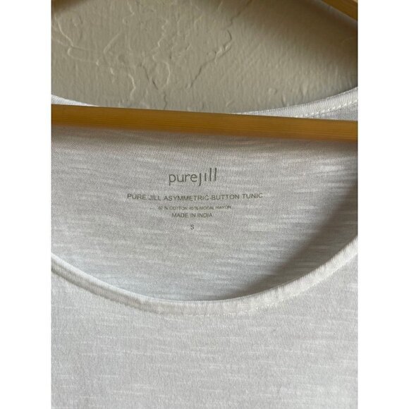 J. Jill Pure Jill Asymmetric-Button Tunic Top White Cotton Modal Blend Size S - Picture 8 of 8